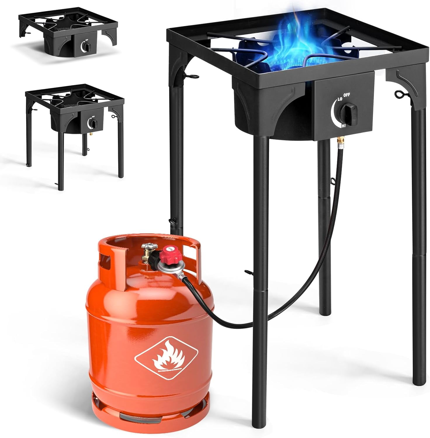 Portable 75,000 BTU Camp Stove with Removable Legs, Single Burner Propane Cooker for Outdoor Camping, Tailgating & Backyard Cooking