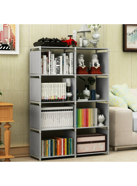 Portable 8-Cube Bookcase Adjustable Bookshelf Organizer Shelf Unit