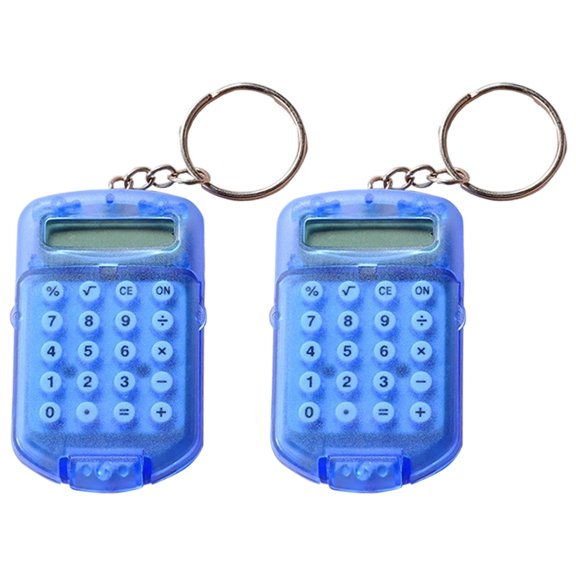 Portable 8-Digit Calculator Keyring with Protective Cover, ABS Design for School, & Travel