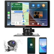 Portable 9" Car Stereo, Wireless Apple Carplay Dash Mount with Siri/Fm, Backup Camera