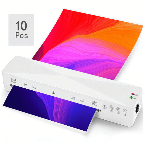 Thermal Laminator 9" Laminator Machine with 10 Pcs Laminating Sheets, White