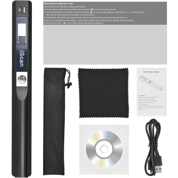 Portable 900DPI A4 Document Photo Scanner, 32GB SD Card, Plug & Play for Instant PDF/JPG Scans, for Business Receipts Books Smartphones & Computers