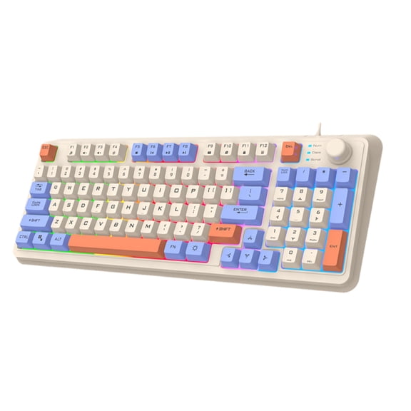 Portable 94 Keys Mechanical Gaming Keyboard Cord Hot Swappable LED Backlit Keycap Mechanical Keyboard for Desktop