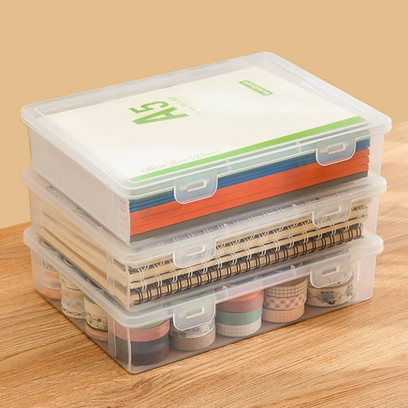 Portable A4 File Box Transparent Plastic Box Office Supplies Holder Document Paper Organizers Case PP Storage Collections Container Magazine Organizers Box Case