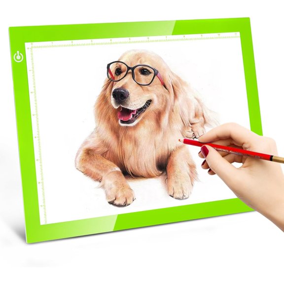 Portable A4 LED Copy Board Light Tracing Box, Green Ultra-Thin Adjustable USB Power Artcraft LED Trace Light Pad for Tattoo Drawing, Streaming, Sketching, Animation, Stenciling