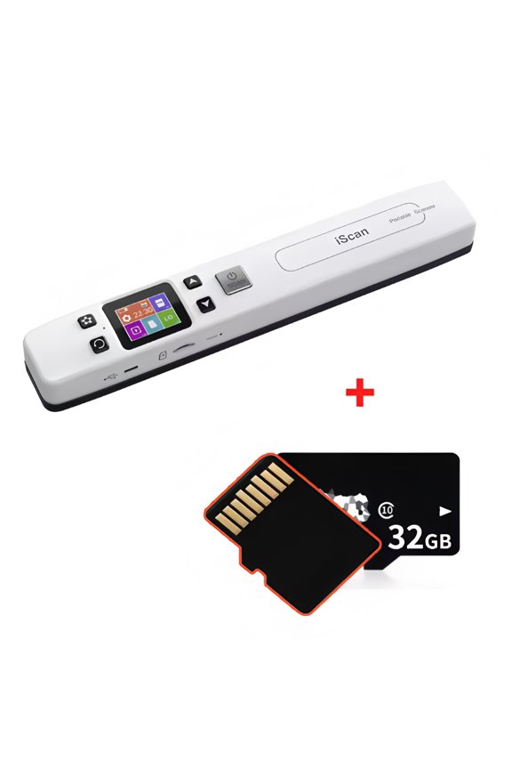 Portable A4 Wand Document Scanner 1050DPI, Handheld Color Photo PDF JPG Capture with WiFi LCD Display, Business Books Receipts Scanner (32GB SD Card Included)