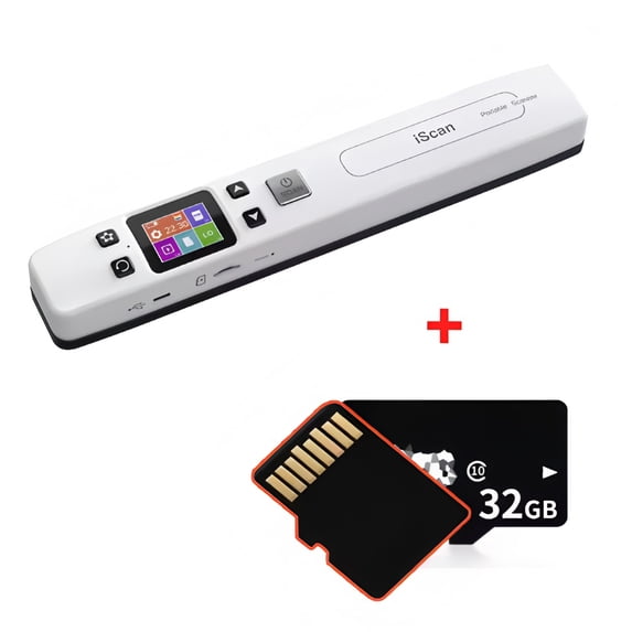 Portable A4 Wand Document Scanner 1050DPI, Handheld Color Photo PDF JPG Capture with WiFi LCD Display, Business Books Receipts Scanner (32GB SD Card Included)