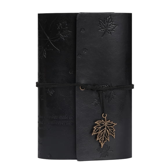Portable A6 Nostalgic Ring Diary With Leather Cover And Paper Protector 7.2x5 Inch 80 Sheets Plus 5 Storage Pockets For Travel Journaling And Note Taking (B)