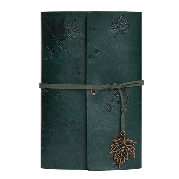 Portable A6 Nostalgic Ring Diary With Leather Cover And Paper Protector 7.2x5 Inch 80 Sheets Plus 5 Storage Pockets For Travel Journaling And Note Taking (D)