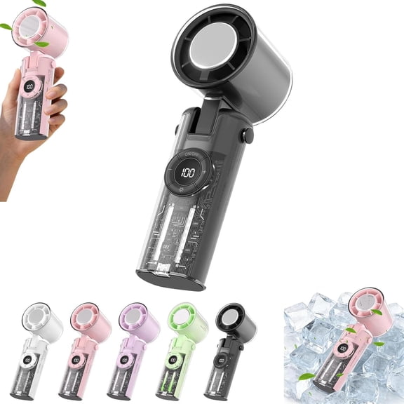 Portable AC Fan with Ice Cooling Function, 4000mAh Rechargeable Battery, Foldable Travel Air Cooler