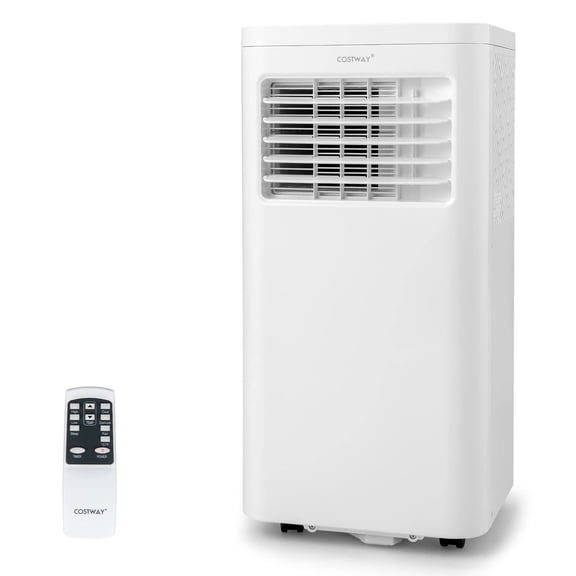 Portable AC Unit, 3-in-1 Air Conditioner with Built-in Dehumidifier, Fan Cool Dry Modes, Sleep Function, 24H Timer, Remote, Ideal for 250 Sq. Ft Room, White