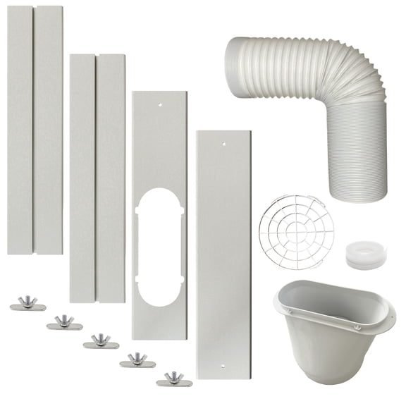 BREEZHOU Air Conditioner Seal Kit,Portable AC Window Kit with 5.9 Inch Exhaust Hose Adjustable Window Seal Plates for Horizontal/Vertical Sliding Windows