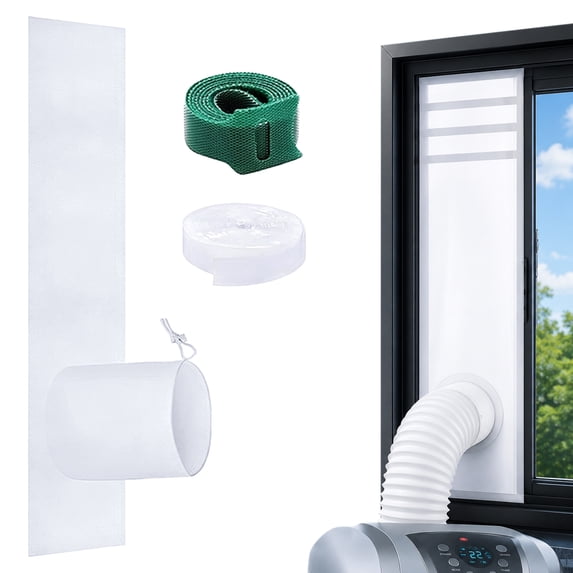 Portable AC Window Vent Kit, 100% Sealing Window Kit for Portable Air Conditioner AC Unit Clothes Dryer, 10x24~36 Inch Length Adjustable, Waterproof, No Drilling