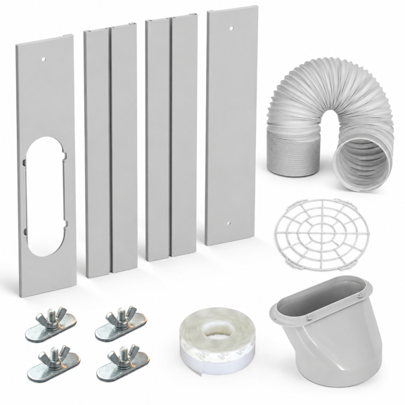 Portable AC Window Vent Kit Adjustable Seal with 5.9 Inch Diameter 59 Inch Exhaust Hose for Vertical Horizontal Windows