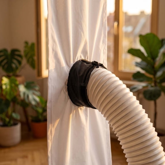 Portable AC Window Vent Kit Air Conditioner Hose Sealing Cloth Flexible Sliding Panel For Mobile Cooling Unit 78.74 Inch White