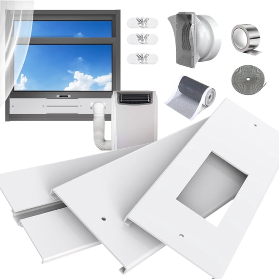 Portable AC Window Vent Kit Max Adjust 47"(Panels only) For Double-Hung/Small Sliding Windows