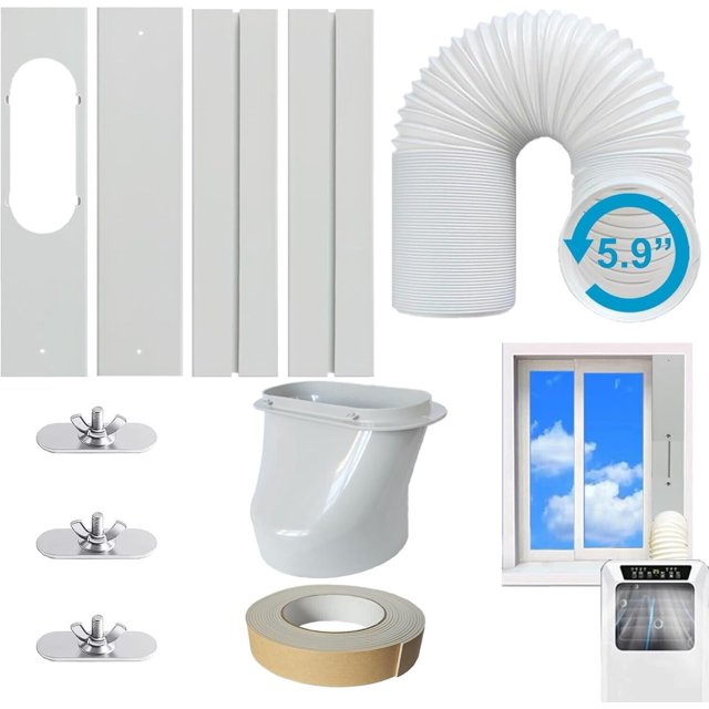 Portable AC Window Vent Kit with 5.9” Exhaust Hose Universal Window