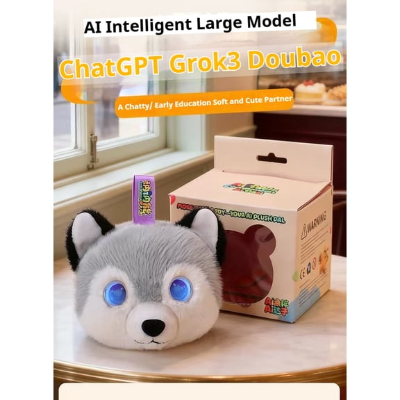 Portable AI Plush Keychain - Interactive Talking Husky Pal, Smart Chatbot Toy with Emotional Support, Educational Learning Companion for Travel & School