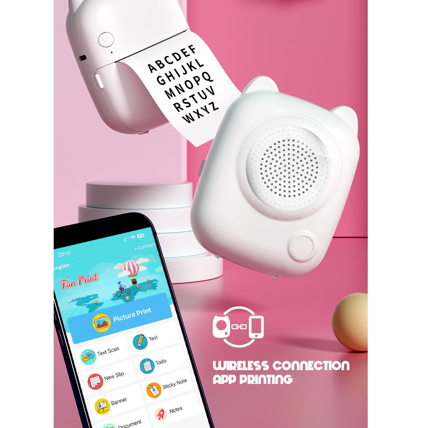 Portable AI Smart Mini Printer, Voice Activated Inkless Thermal Printer with AI Learning Q&A, Multi-Function Printer for Kids Students Home Study