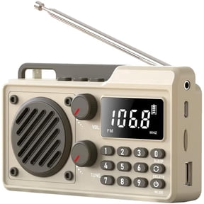 Portable AM/FM Radio, 1500mAh Rechargeable Battery, Excellent Reception, Shortwave Transistor Radio, Bluetooth Wireless Speaker, Large LCD Screen, Compatible with TF Card, U Disk, and Headphones