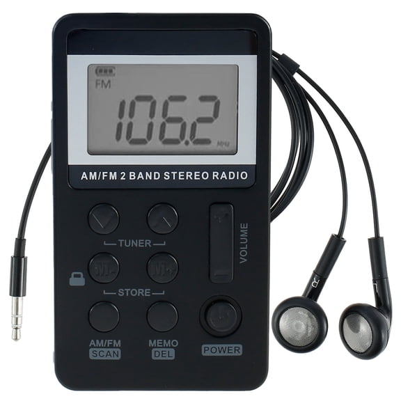 Portable AM/FM Radio, Black, Rechargeable Walkman Radio with LCD Display for Jogging