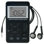Portable AM/FM Radio, Black, Rechargeable Walkman Radio with LCD Display for Jogging