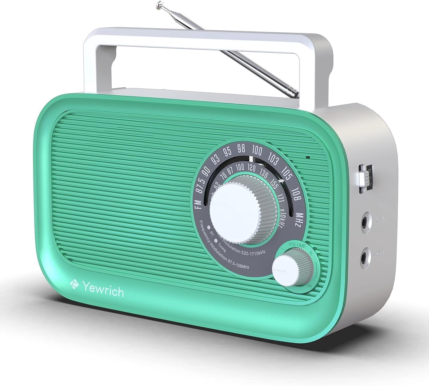 Portable AM/FM Radio with Bluetooth, Battery Operated Transistor Analog Radio or AC Powered with Best Reception, Big and Precise Tuning Knob Large Bluetooth Speaker Easy to Use Suit for Home Cafe