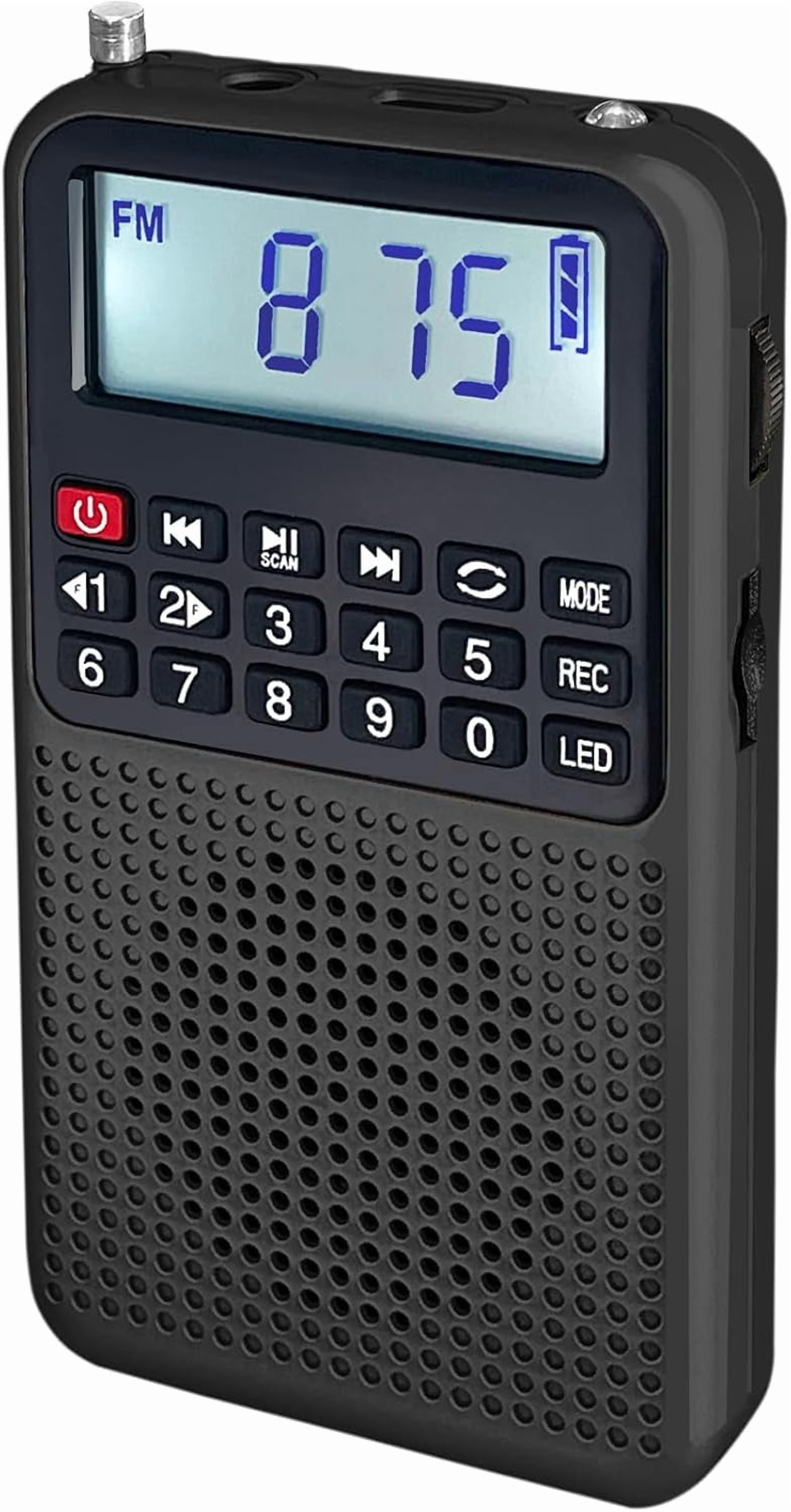 Portable AM/FM Radio with Bluetooth - Emergency Light, Flashlight, Voice Recorder, MicroSD Playback | Strong Signal, Rechargeable Battery for Home, Camping, Power Outages