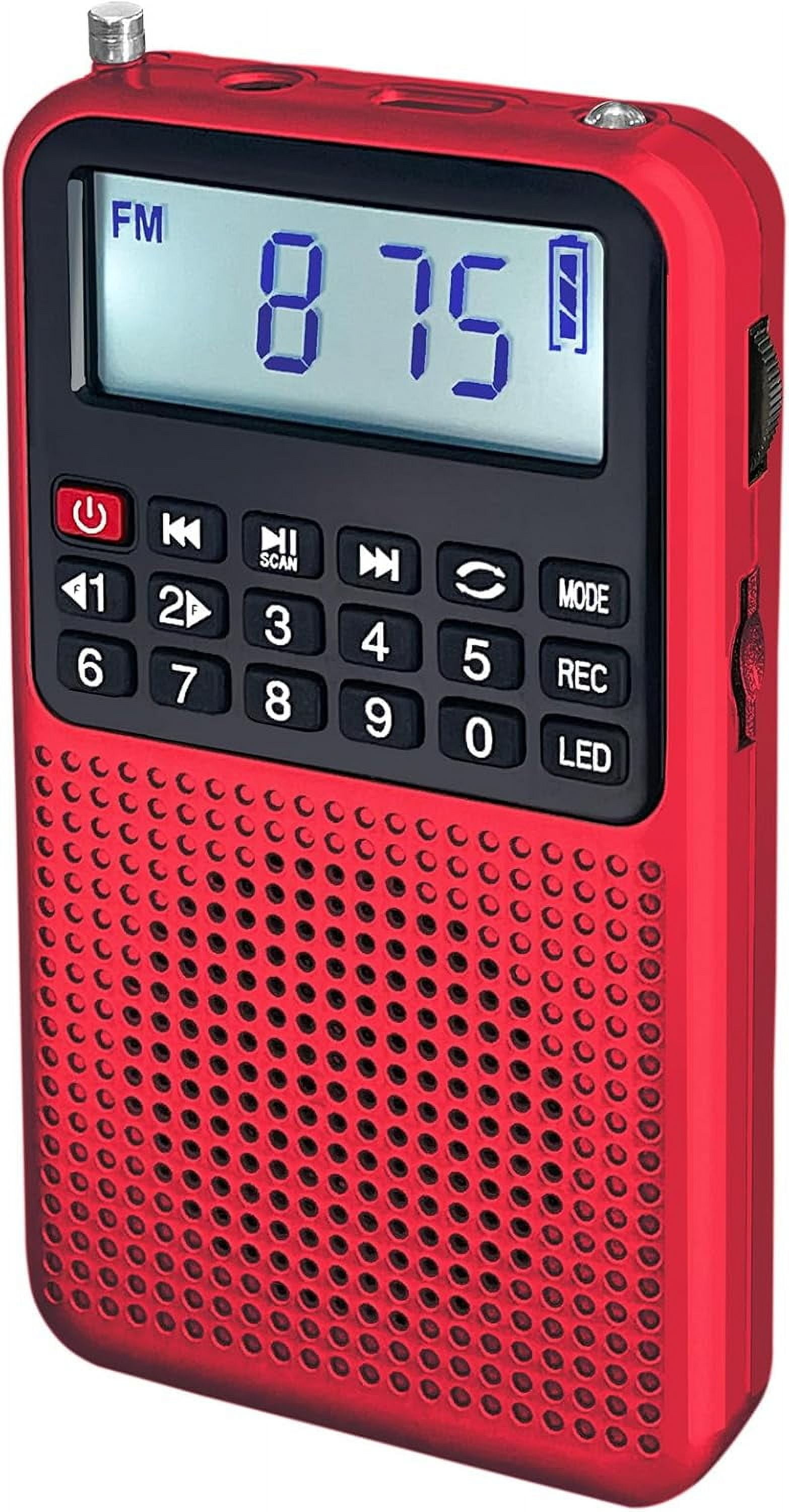 Portable AM/FM Radio with Bluetooth - Emergency Light, Flashlight, Voice Recorder, MicroSD Playback | Strong Signal, Rechargeable Battery for Home, Camping, Power Outages