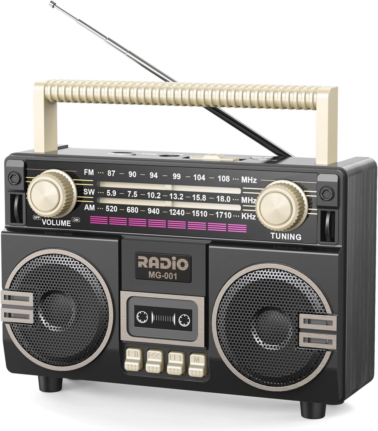 Portable AM/FM Radio with Dual Speakers, USB-C Rechargeable Retro Radio, Transistor Radios with Excellent Reception, Easy-to-Use Large Knob, Portable AM/FM Radios for Seniors at Home and Outdoors