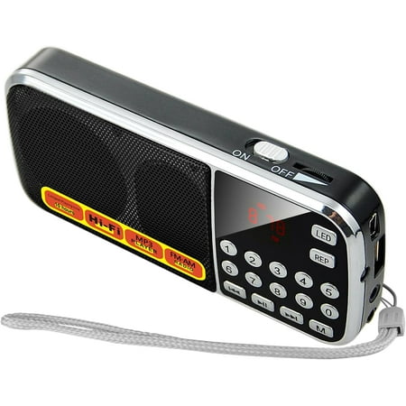 Portable AM/FM Radio with MP3 Player Support, USB/TF Card Playback, Rechargeable Battery, Excellent Reception & Sound Quality, Compact Design with Flashlight for Outdoor Use