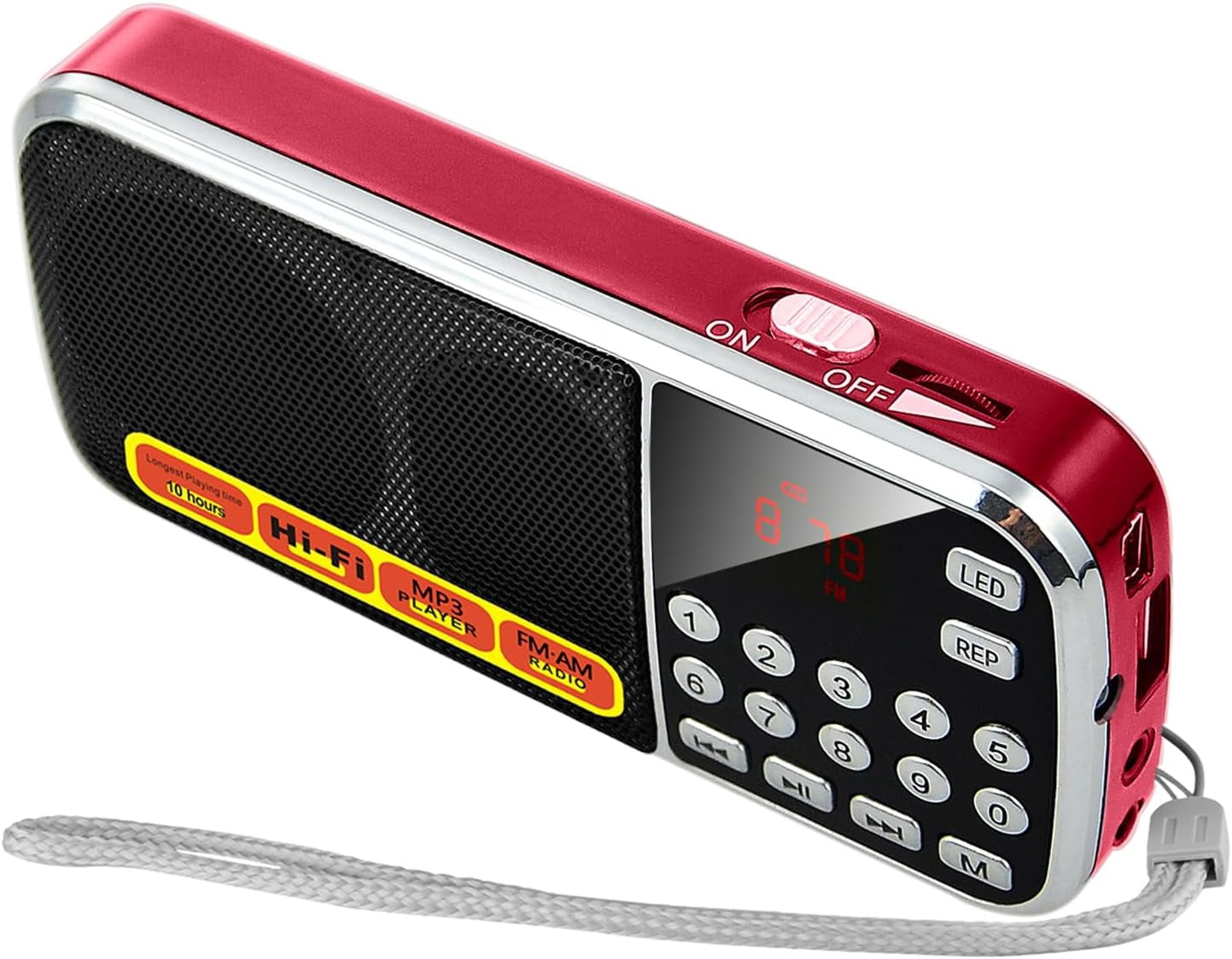 Portable AM/FM Radio with MP3 Player Support, USB/TF Card Playback, Rechargeable Battery, Excellent Reception & Sound Quality, Compact Design with Flashlight for Outdoor Use