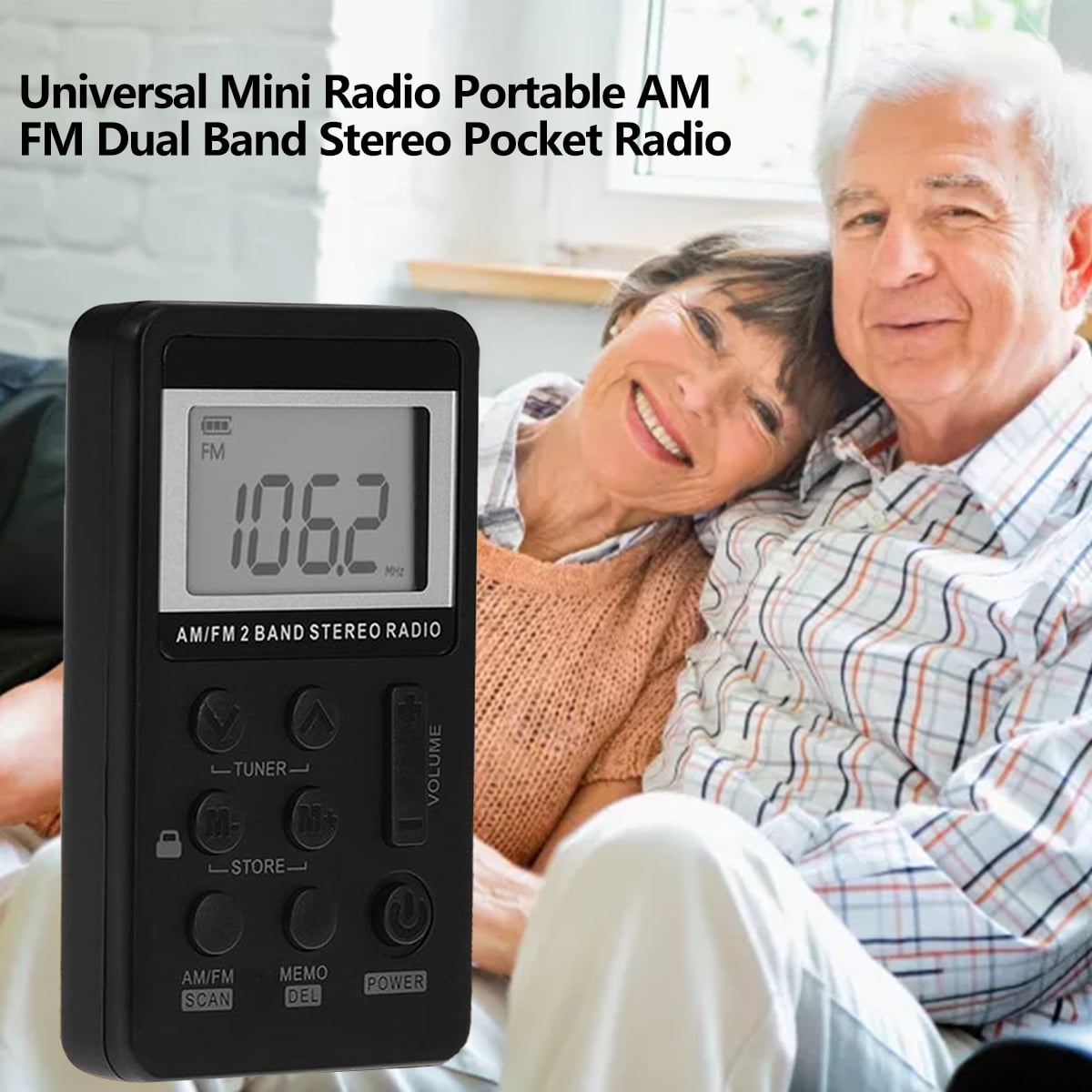 Portable AM/FM Radio，Rechargeable Walkman Radio Pocket Radio with LCD