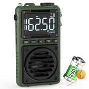 Greadio Digital Weather Band Radio with Flashlight,1250mAh Rechargeable AM FM Portable Radio with Clip, Pocket Radio with Best Reception, SOS Alarm,Sleep Timer for Jogging,Outdoor