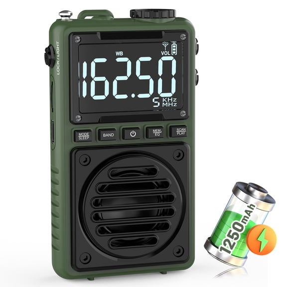 Greadio Digital Weather Band Radio with Flashlight,1250mAh Rechargeable AM FM Portable Radio with Clip, Pocket Radio with Best Reception, SOS Alarm,Sleep Timer for Jogging,Outdoor