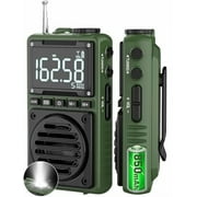 Greadio Digital Weather Band Radio with Flashlight,850mAh Rechargeable AM FM Portable Radio with Clip, Pocket Radio with Best Reception, SOS Alarm,Sleep Timer for Jogging,Outdoor