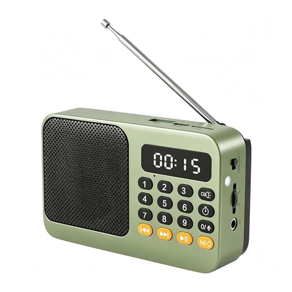 Portable AM FM Radio with Bluetooth 5.0, TF Card and USB Music Player, Rechargeable Wireless Speaker with LED Display, Flashlight and Headphone Jack