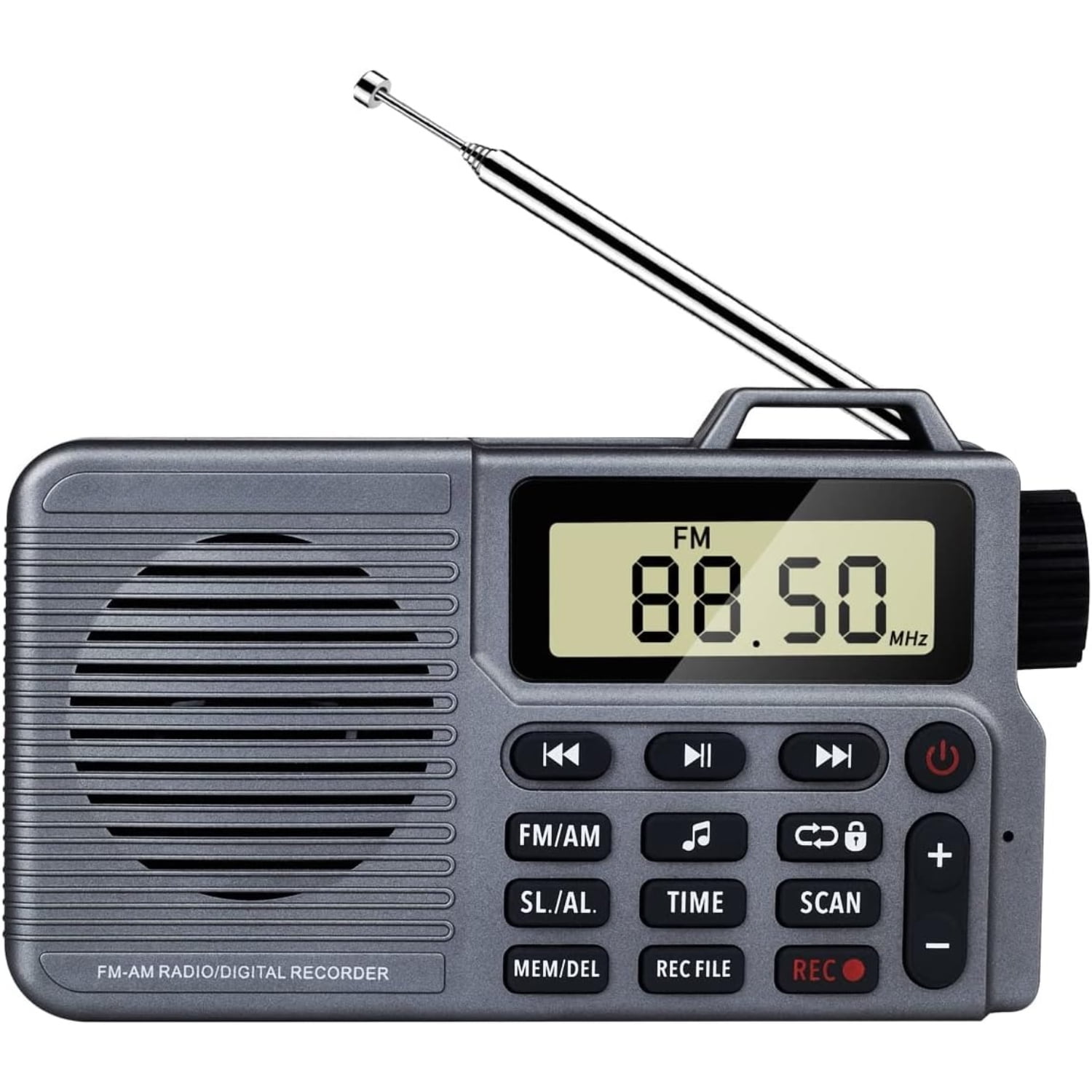 Portable AM/FM Radio with Bluetooth Speaker, Recording, Alarm Clock, and Long Battery Life | Compact Design for Home, Outdoor, and Travel