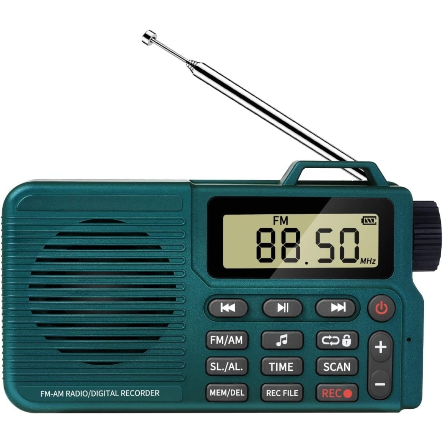 Portable AM/FM Radio with Bluetooth Speaker, Recording, Alarm Clock, and Long Battery Life | Compact Design for Home, Outdoor, and Travel