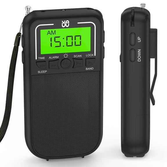 Portable Radio Digital AM FM Shortwave Radio with DSP Excellent Reception, Alarm Clock & Sleep Timer, Backlit LCD, Flashlight, Back Clip, Pocket Radio for Emergency Outdoor Home Use