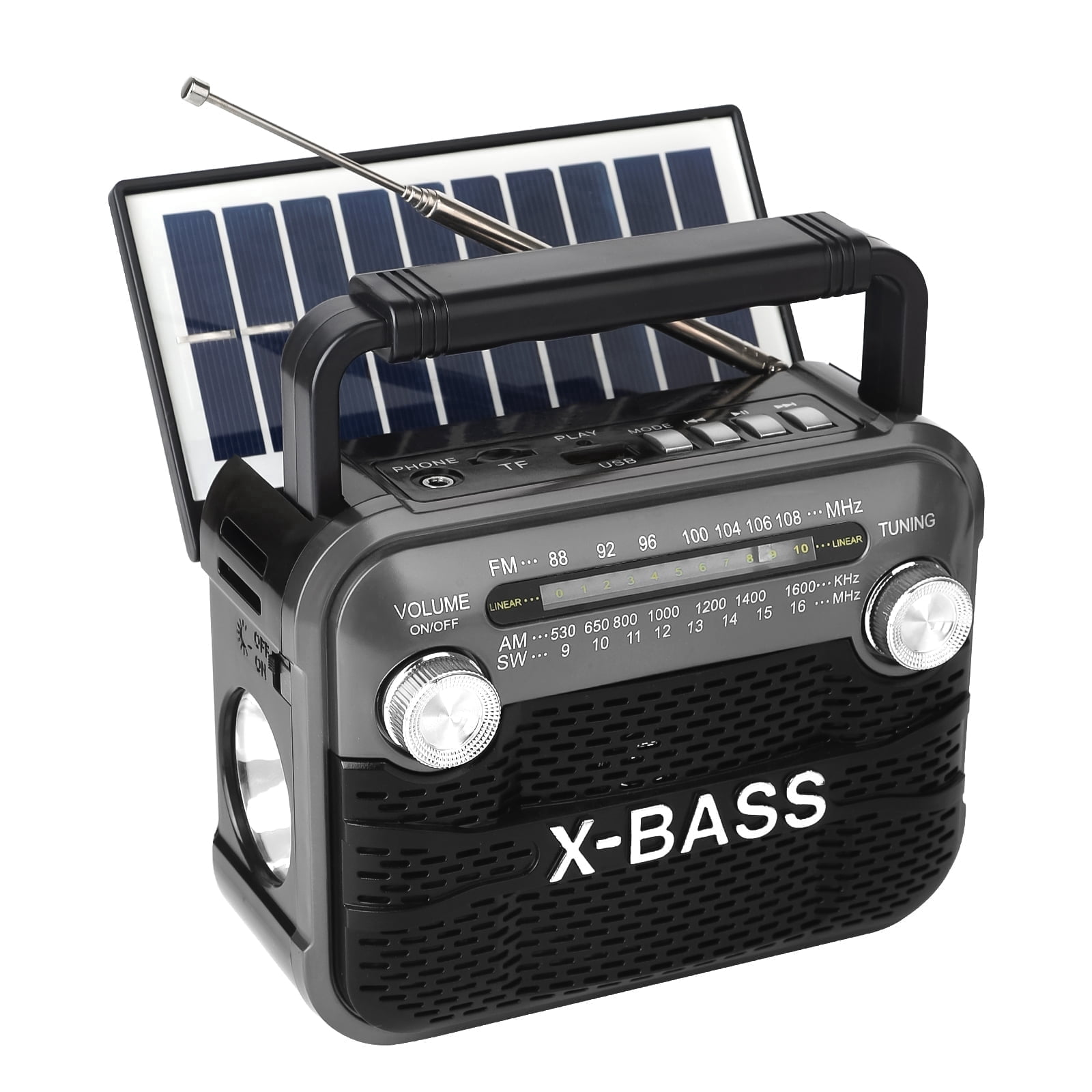 Portable AM/FM/SW Radio,Transistor Radio,Retro Bluetooth Speaker with USB/TF Player,Solar Battery Operated/USB Charge,Digital Tuner & Earphone Jack,Emergency Flashligh,Perfect for Gifts/Elderly/Home