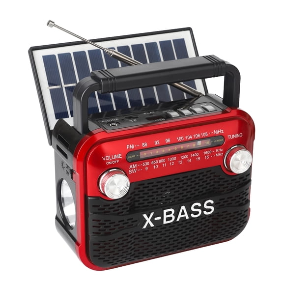 Portable AM/FM/SW Radio,Transistor Radio,Retro Bluetooth Speaker with USB/TF Player,Solar Battery Operated/USB Charge,Digital Tuner & Earphone Jack,Emergency Flashligh,Perfect for Gifts/Elderly/Home