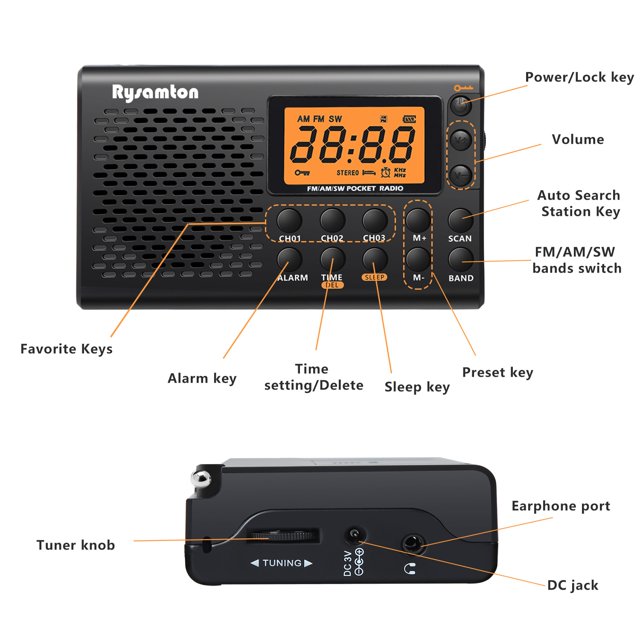 Portable AM/FM Shortwave Radio Big digital display with Sleep Timer and