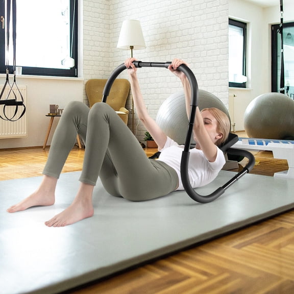 Portable Ab Trainer Crunch Workout Exerciser with Headrest, Steel Tube Frame, U-Shaped Base