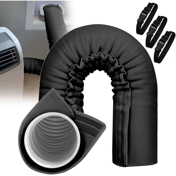 Portable Ac Hose Insulation Sleeve, 4-Layer Aluminum Foil Exhaust Duct Cover for 5 & 5.9 Inch Air Conditioner Hose, Adjustable Straps, Heat Shield Pipe Wrap for Room Rv Garage