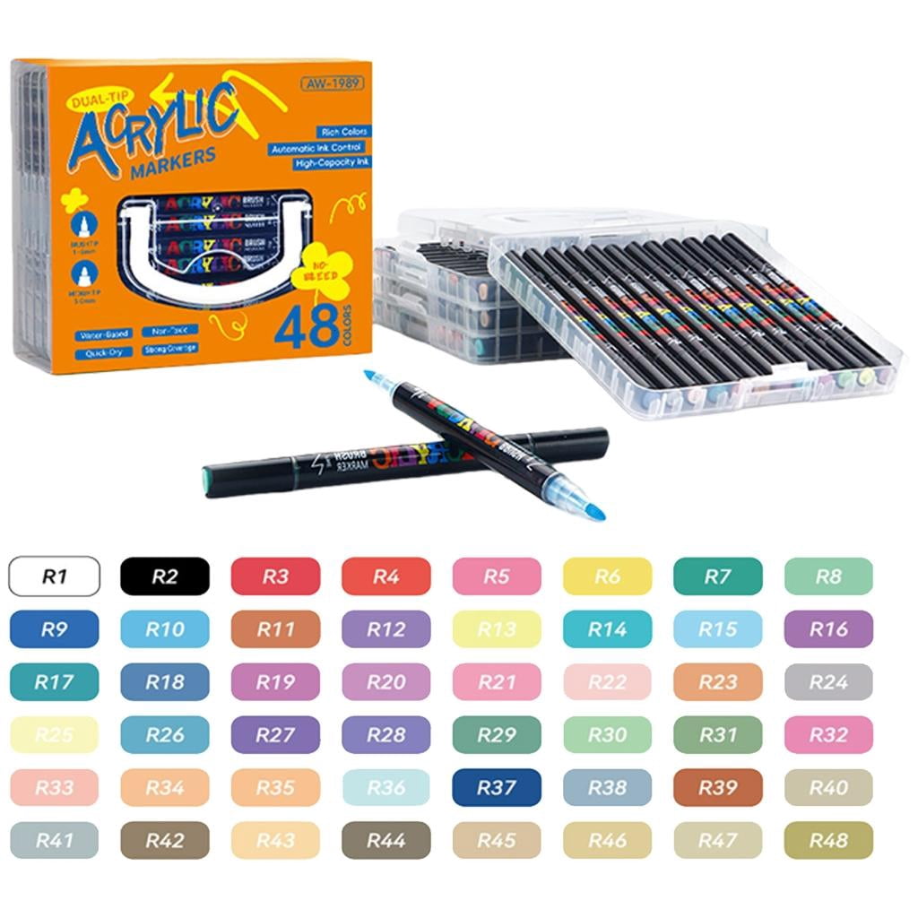 Portable Acrylic Marker Storage Bucket Multiple Colors Fade Inks Ideal For Professional DrawingAdu1tColoring