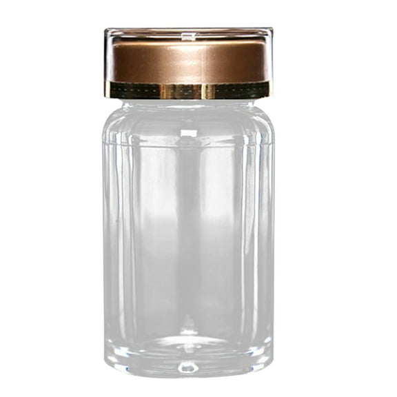Portable Acrylic Travel Powder Bottle, Refillable Container For Cosmetic Loose Powder, Practical Airless Pump Jar For On The Go (Gold)