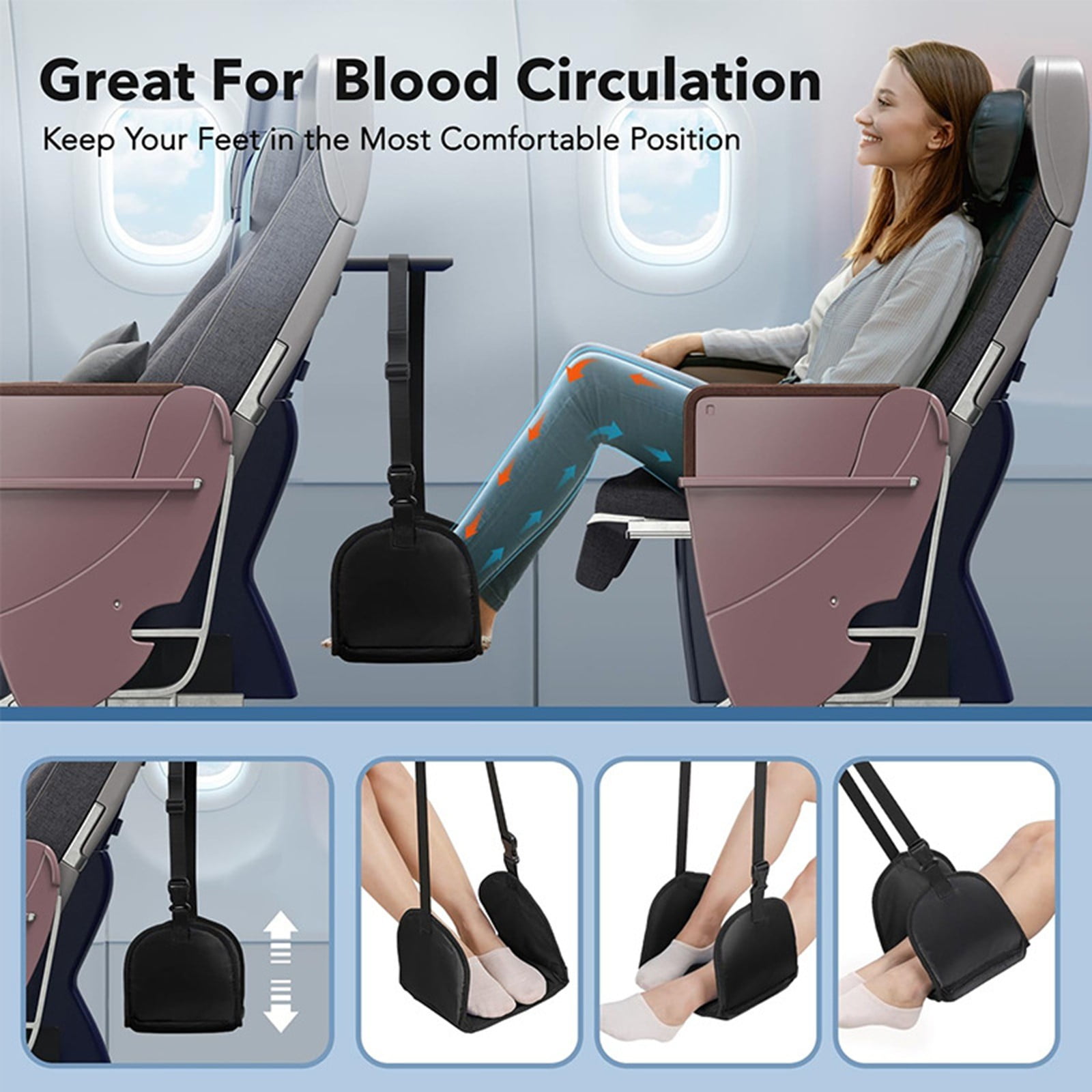 Portable Adjustable Airplane Hanging Foot Rest Office Footrest For Travel Business For Relaxing Your Feet With Drawstring Bag Walmart