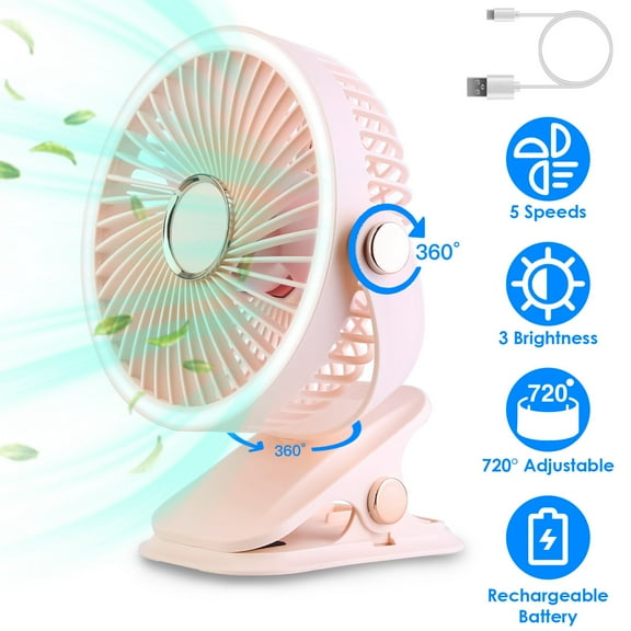 Portable Adjustable Angle Quiet Clip On Fan  Type-C Rechargeable Desk Wall Mounted Fan
