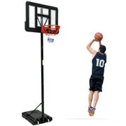 Portable Adjustable Basketball Hoop   44 Inch Shatterproof Backboard   5.2-10ft Height for Adults   Rust-Resistant Steel Frame   Stable Base & Wheels   Indoor/Outdoor Sports